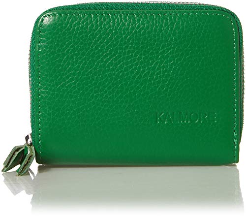 KALMOR Wallets for Women Leather Double Zipper RFID Blocking Purse with Coin Pocket, Green, 4. 25” x 3. 0” x 1.5”