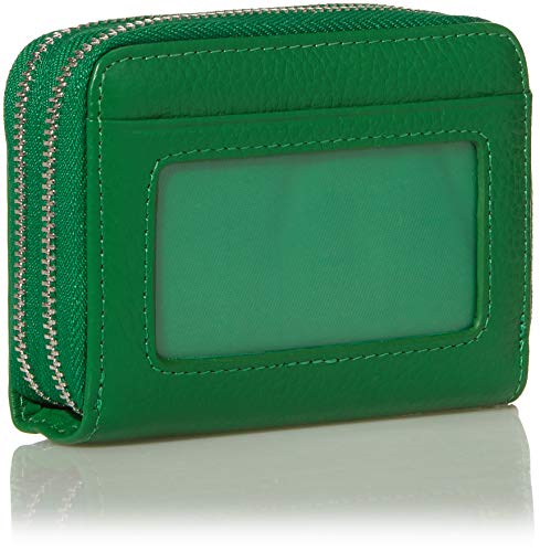 KALMOR Wallets for Women Leather Double Zipper RFID Blocking Purse with Coin Pocket, Green, 4. 25” x 3. 0” x 1.5”