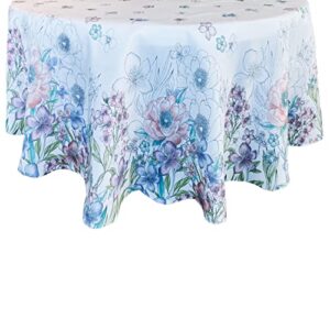 newbridge garden breeze easter bordered fabric tablecloth – sweet pastel spring floral easy care stain resistant fabric tablecloth, 60” x 84” oval