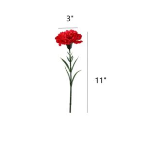 11“Bouquets 10 Stem Carnations,Outdoor UV Resistant No Fade Artificial Flower,Mini Carnation Silk Petals Fake Flowers Forever Plants for Photo Props Home Party and Wedding Holding Flowers- Light red