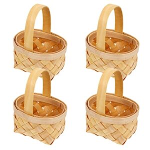 yarnow 4pcs wicker basket with handles simple hand- woven baskets handwoven basket for fall decor, picnics, gifts, home decor