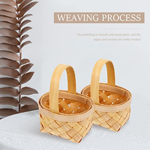 YARNOW 4pcs Wicker Basket with Handles Simple Hand- Woven Baskets Handwoven Basket for Fall Decor, Picnics, Gifts, Home Decor