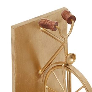 Deco 79 Metal Bike Bookends with Wood Accents, Set of 2 7"W, 9"H, Gold