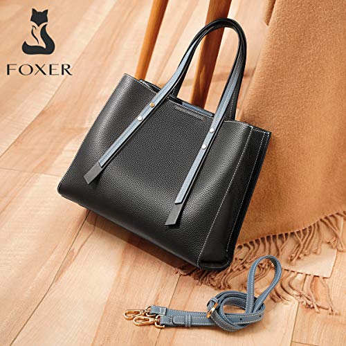 Women's Carryall Shoulder Bag Lady Leather Handbags Crossbody Purse Top-handle Bag (Black)