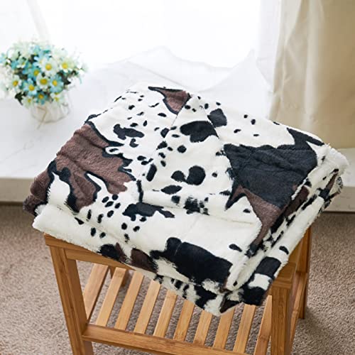 Bytide Cow Printed Cowhide Soft Fuzzy Faux Fur Black and White Double Sides Print Throw Blanket 60" x 80", Couch Cover Lightweight Fluffy Cozy Plush Blankets for Sofa Chair Bed Home Décor