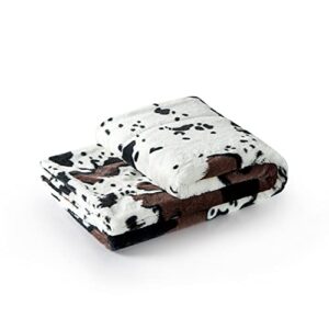 Bytide Cow Printed Cowhide Soft Fuzzy Faux Fur Black and White Double Sides Print Throw Blanket 60" x 80", Couch Cover Lightweight Fluffy Cozy Plush Blankets for Sofa Chair Bed Home Décor