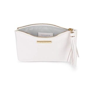 KATIE LOXTON Sophia Tassel Pouch Womens Medium Vegan Leather Clutch Handbag in White