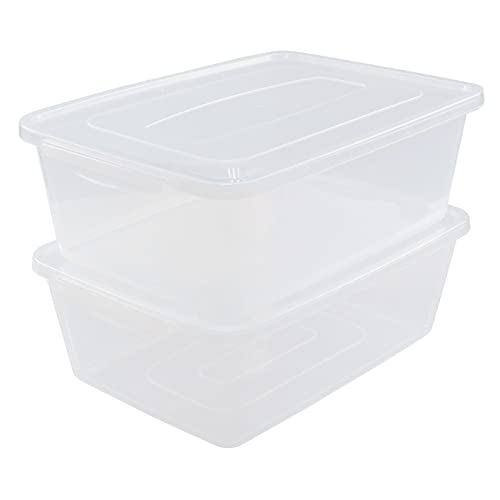 Afromy 16 Liter Latching Storage Box, 2 Packs Storage Bin with Lid, Clear