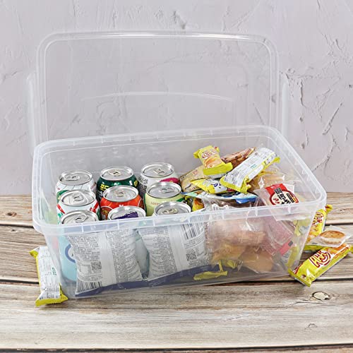 Afromy 16 Liter Latching Storage Box, 2 Packs Storage Bin with Lid, Clear