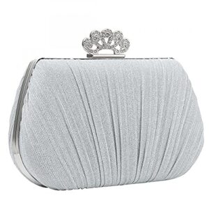 evening clutch bag, elegant clutch purses for women wedding cocktail party handbag clutch wallets (silver)
