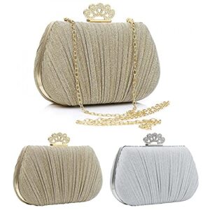 Evening Clutch Bag, Elegant Clutch Purses for Women Wedding Cocktail Party Handbag Clutch Wallets (Silver)