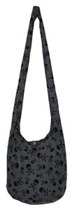 skull bohemian boho hobo hippie gothic crossbody bag purse 33″ black (darkgreyblack)