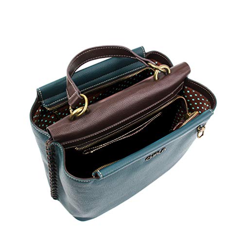 CHALA Charming Satchel with Adjustable Strap - Metal Dragonfly - Turquoise