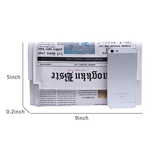 KUANG! Women Novelty Newspaper Evening Handbag Clutch Crossbody Bag Envelope Purse Chain Shoulder Bag for Ladies