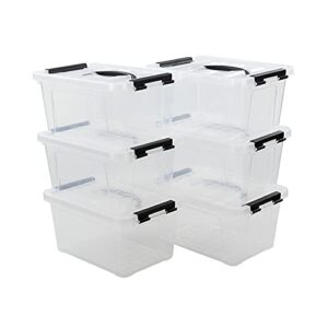 afromy 6-pack 6 quart latching storage boxes, plastic storage bins, clear