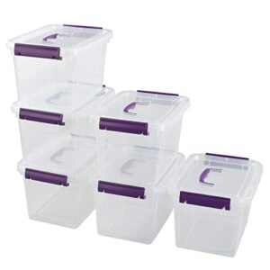 tyminin plastic storage bin with handles/lids, 6 l small latch box, 6 packs, t