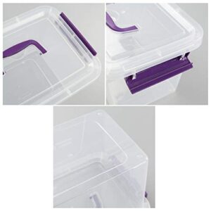 Tyminin Plastic Storage Bin with Handles/Lids, 6 L Small Latch Box, 6 Packs, T
