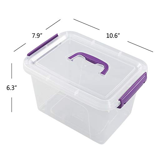 Tyminin Plastic Storage Bin with Handles/Lids, 6 L Small Latch Box, 6 Packs, T