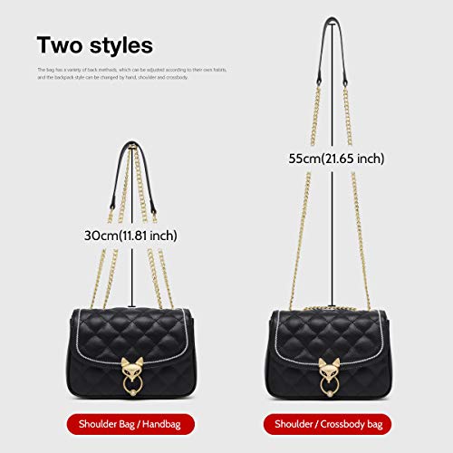 FOXER Small Crossbody Bags for Women, Split Cowhide Trendy Design Ladies Mini Cell Phone Purses with Metal Chain Strap Women's Quilted Shoulder Bags Girls Fashion Cross Body Purses (White)