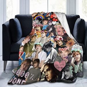 blanket bo burnham soft warm fluffy lightweight blanket for throws blankets all season for bedroom living room (80″x60″)