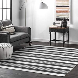 nuloom lena machine washable striped area rug, 5′ x 8′, grey
