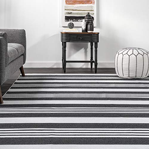 nuLOOM Lena Machine Washable Striped Area Rug, 5' x 8', Grey