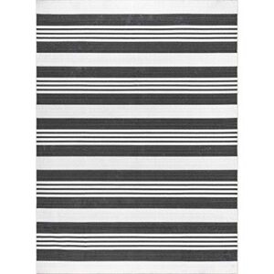 nuLOOM Lena Machine Washable Striped Area Rug, 5' x 8', Grey