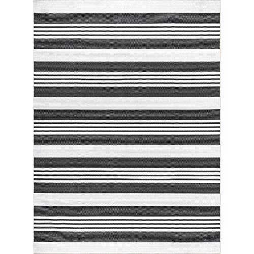 nuLOOM Lena Machine Washable Striped Area Rug, 5' x 8', Grey