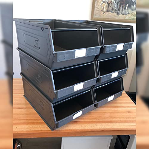 12 Pack Small Storage Bin, Wall Mount Storage, Hanging and Stacking Bin, Freestanding | 20” x 12” x 8” Plastic Container | Black | Zeus 4PLZ06 StorageCompat