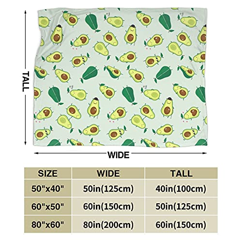 Gadimen Avocado Throw Blanket, Super Soft Lightweight Flannel Fleece Blankets for Bed Couch Sofa, All Season Warm Cozy Fuzzy Plush Microfiber Blanket for Hot Sleepers 50x40 inches