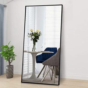 conguiliao full length mirror, 65″ × 24″ standing body mirror, large floor mirror, full standing mirror, standing hanging or leaning, wall-mounted mirror dressing mirror, aluminum alloy frame, black
