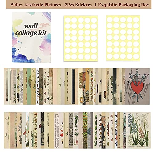 Soonyo Vintage Botanical Illustration Tarot Aesthetic Pictures Wall Collage Kit Trendy Small 5630