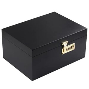 safedelux wooden box with hinged lid and lock premium keepsake decorative storage box for home or office – 11 x 8 x 5 inches
