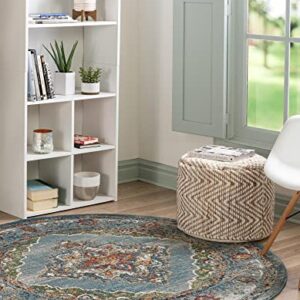 Unique Loom Isabella Collection Traditional Medallion Blue Round Rug (3' 3 x 3' 3)