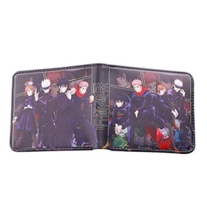 G-Ahora Anime Jujutsu Kaisen Bifold Leather Wallet Purse Credit Card Holder with Jujutsu Kaisen Lanyard (WC Jujutsu Kaisen C)