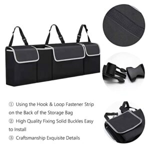 KLEVERISE Car Trunk Hanging Organizer, Backseat Storage Bag 3 Adjustable Shoulder Straps Foldable Car Trunk Grocery Organizer Accessories for Car SUV Van