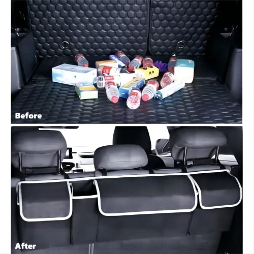 KLEVERISE Car Trunk Hanging Organizer, Backseat Storage Bag 3 Adjustable Shoulder Straps Foldable Car Trunk Grocery Organizer Accessories for Car SUV Van