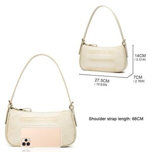 Small Shoulder Bags for Women Classic Retro Shoulder Tote Handbag Crocodile Pattern Clutch with Zipper Closure