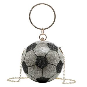 valiclud evening bag for women round soccer ball football shaped purse crossbody dazzling clutch ring handle