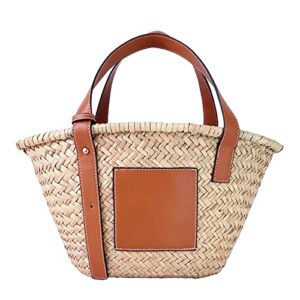 jayaventura small straw basket bag for women pu leather strap raffia woven tote for summer beach