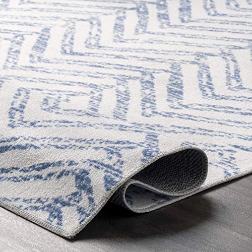 nuLOOM Rosanne Machine Washable Geometric Area Rug, 3' x 5', Blue