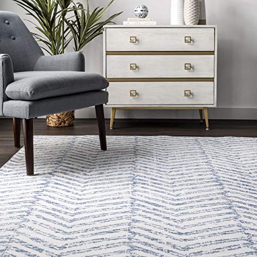 nuLOOM Rosanne Machine Washable Geometric Area Rug, 3' x 5', Blue