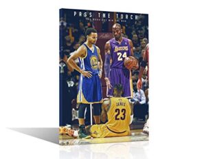 sports legends black mamba lebron james & stephen curry poster wall art decor framed print 1 pcs all basketball star fans gift for guys & girls bedroom decoration ready to hang – 12″wx18″h