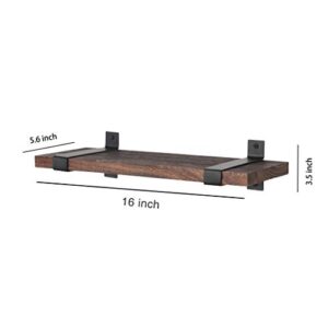 LAVIEVERT Floating Shelves Wall Mounted Set of 2, Rustic Wood Wall Storage Shelves for Bedroom, Living Room, Bathroom, Kitchen, Office - Dark Brown