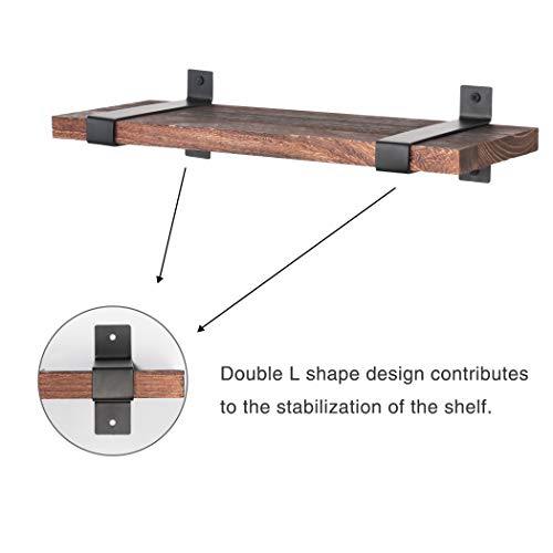 LAVIEVERT Floating Shelves Wall Mounted Set of 2, Rustic Wood Wall Storage Shelves for Bedroom, Living Room, Bathroom, Kitchen, Office - Dark Brown