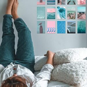 GSM Brands Wall Collage Kit Blue and Pink Aesthetic Pictures Set of 100 4x6 inch Individual Photos for Teen College Dorm Room or Inspirational Office Space