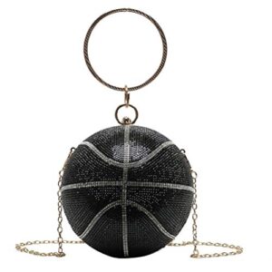 valiclud evening bag for women round basketball shaped purse crossbody dazzling clutch ring handle