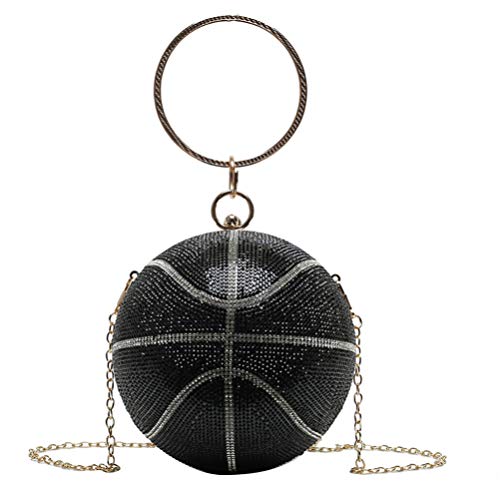 VALICLUD Evening Bag for Women Round Basketball Shaped Purse Crossbody Dazzling Clutch Ring Handle