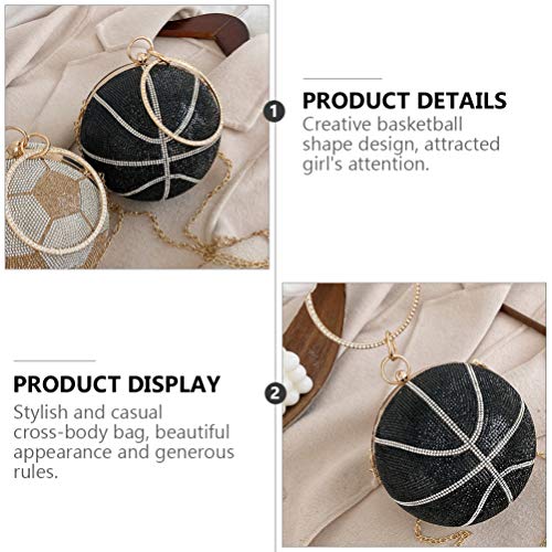 VALICLUD Evening Bag for Women Round Basketball Shaped Purse Crossbody Dazzling Clutch Ring Handle