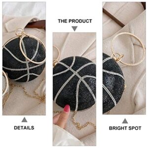 VALICLUD Evening Bag for Women Round Basketball Shaped Purse Crossbody Dazzling Clutch Ring Handle